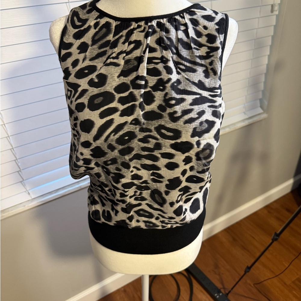 Ann Taylor Black and White Animal Print Blouse